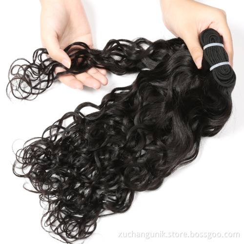 Uniky 8A water wave hair flat weft natural black virgin filipino hair 3 bundles with closures free sample hair bundles